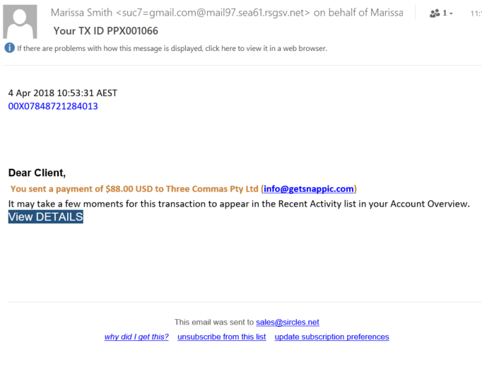 Your TX ID PPX001066 Spam